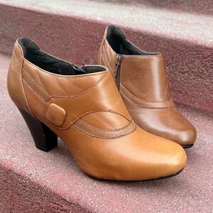 Clarks Brown Leather Heeled Boots